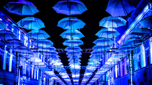 Blue Umbrellas Art Instalation photo