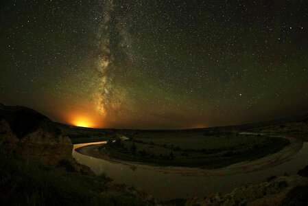 Milky Way Galaxy with Stars and night landscape photo