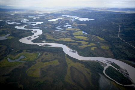 Aerial shot of rivers and lakes at Tetlin National Wildlife Refuge photo