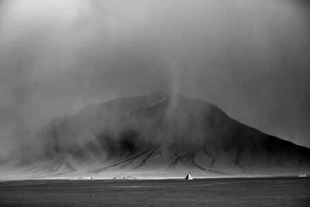Grey Scale Foggy Mountain photo