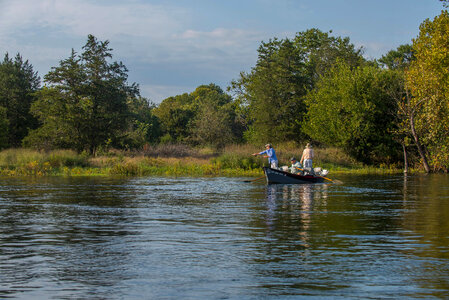 Group fly fishing from drift boat on White River-1