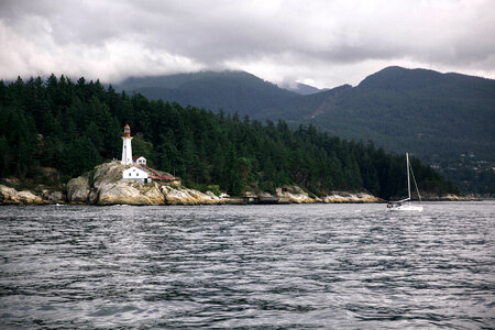 Lighthouse on the shore in Vancouver, British Columbia photo