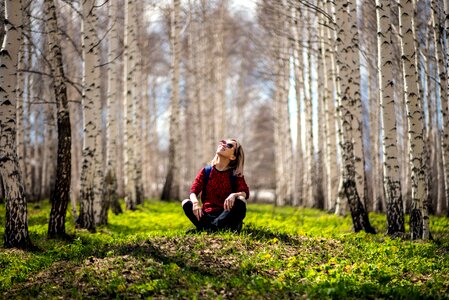 Blonde Hair forest grass photo