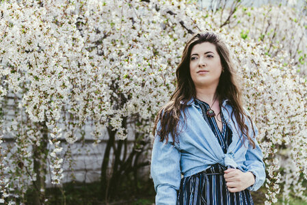 outdoor portrait of a beautiful Caucasian woman photo