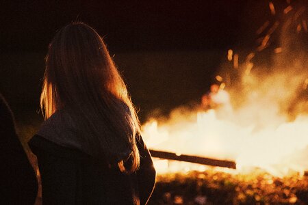 Campfire woman young photo