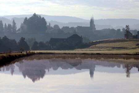 Houses lake pond