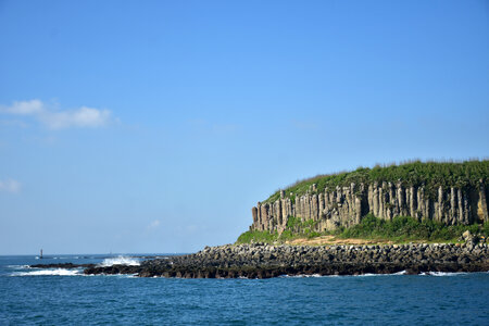 Rock structure and island landscape photo