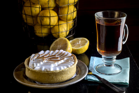 Lemon cake with tea photo