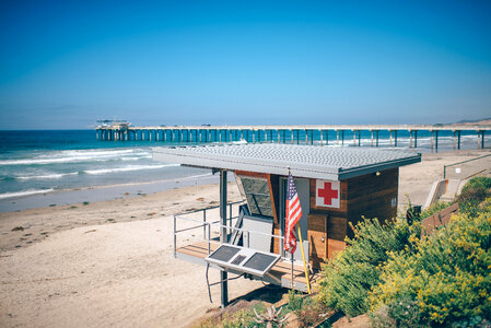 Life Guard Station by the Beach, San Diego, California photo