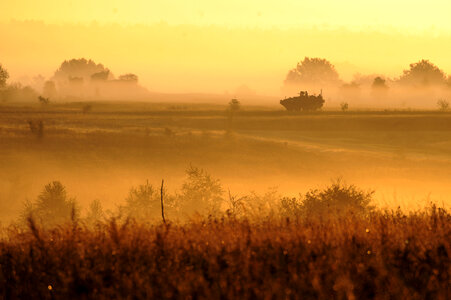 Orange Dusk landscape view silhouette photo