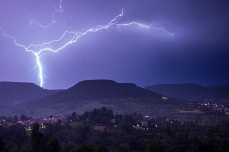 Flash of lightning discharge sky photo