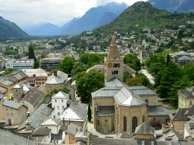 Old town and cathedral of Sion Switzerland photo