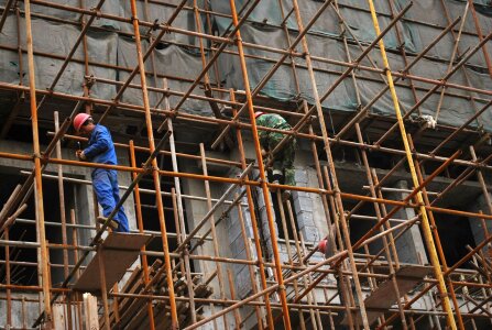 Worker site brown construction photo