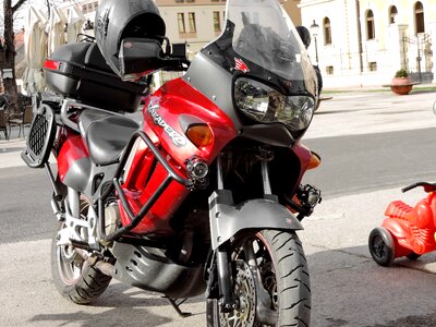 Luxury motorcycle parking lot photo