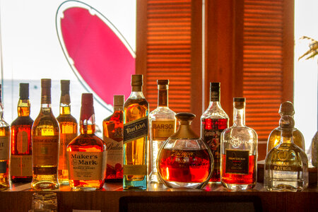 Bottles of Alcohol in a Bar in Maldives