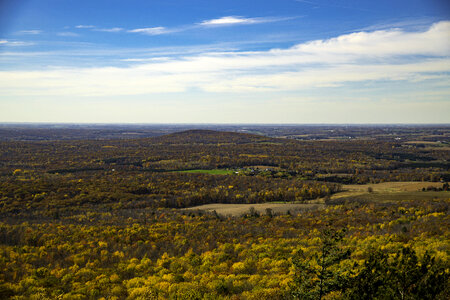 Scenic Mountain Landscape with Autumn Leaves under the sky