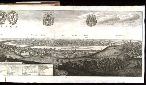 Prague panorama in 1650 black and white photo