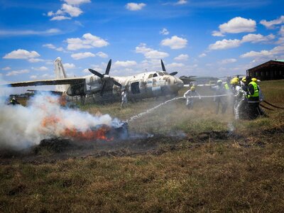 Aircraft airplane smoke photo