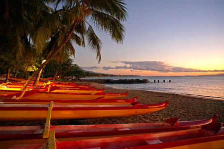 Canoes on Beach Coast