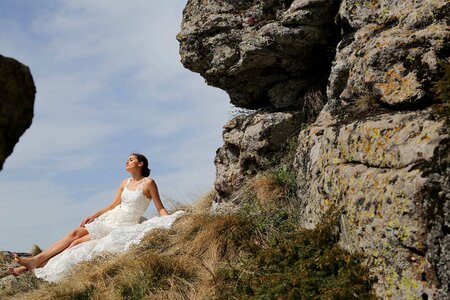 Mountaineer young woman relaxation photo