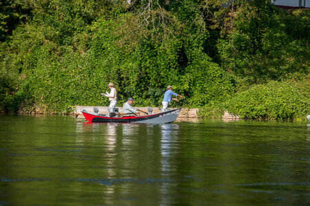 Group fly fishing from drift boat on White River-1 photo