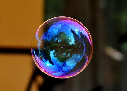 Soapy water make soap bubbles float photo
