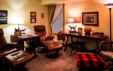 Library table furniture living room photo