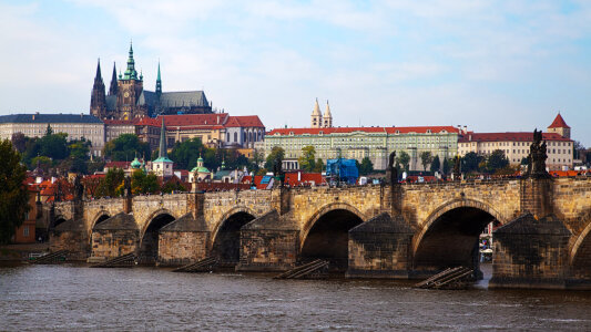 Castle and Charles Bridge in Prague Czech Republic photo