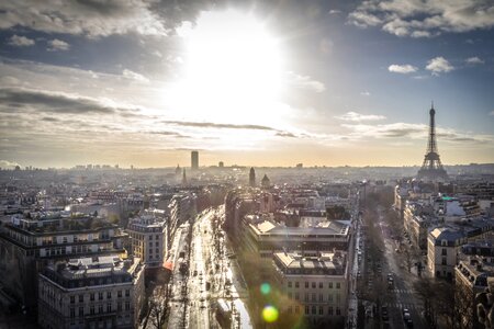 Sun above Paris in France photo