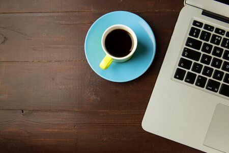 Black Coffee MacBook Desk photo