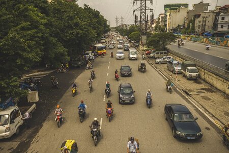 Busy bikes traffic photo