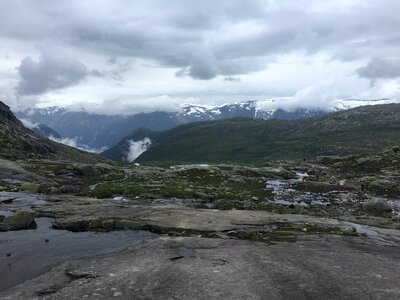 The trail to Troll's Tongue rock in Hordaland county Norway photo