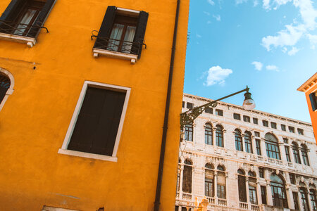 Beautiful colorful houses with blue sky