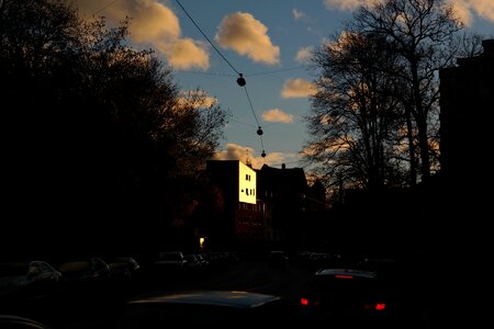 Backlighting houses sun photo