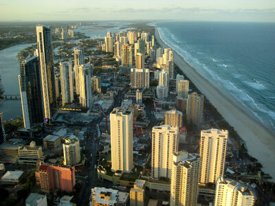 Surfers Paradise skyline Along the Shoreline on the Golden Coast, Queensland, Australia photo