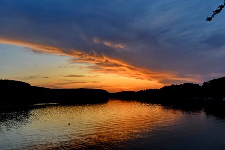 Lake reflection sunset photo