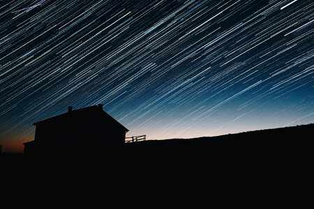 Star Trails over the lone cabin photo