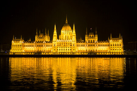 Budapest lighted up at night in Hungary