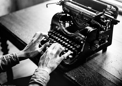 Typing Vintage Typewriter B&W photo