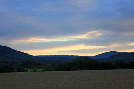 Evening mood in front of harz mountains