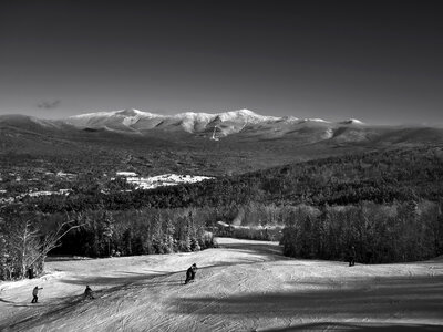 Black and White Winter landscape with mountains in New Hampshire photo