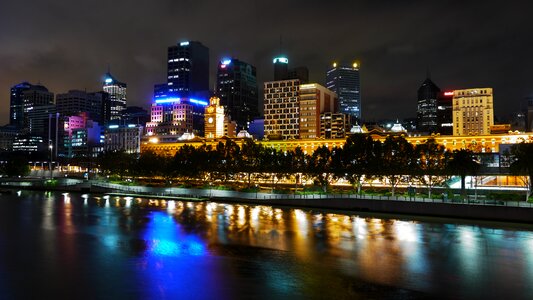 Skyline of Melbourne by the Yarra River, Victoria, Australia photo