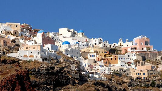 Town on the Hill in Santorini, Greece photo