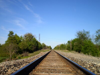 Rail road tracks rail bed summer