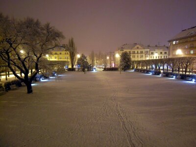 Street of the old city at night photo