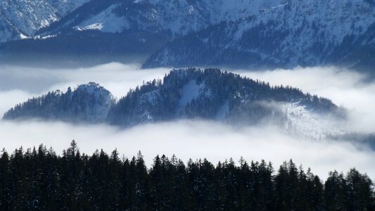 Panoramic view from the alp pointed sun winter photo