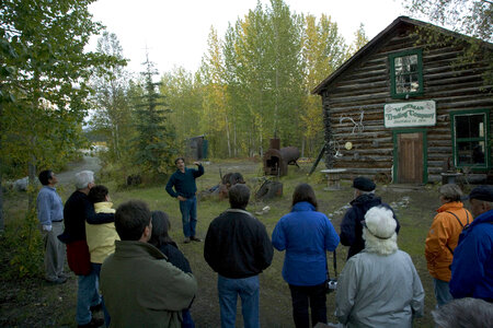 Interpreter outside Wiseman Trading Company 