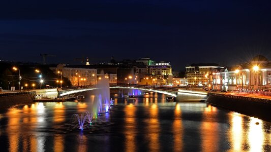 Night city night lights bridge photo