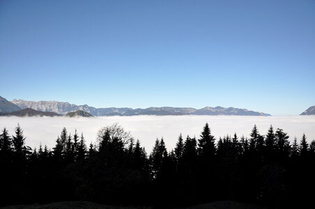 View on to the cloud ceiling from Jenner mountain photo
