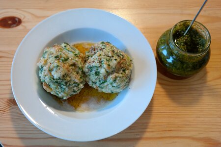 Pesto butter melting alpine cuisine